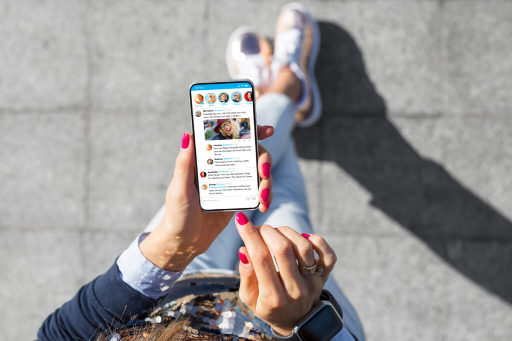 Woman using social media