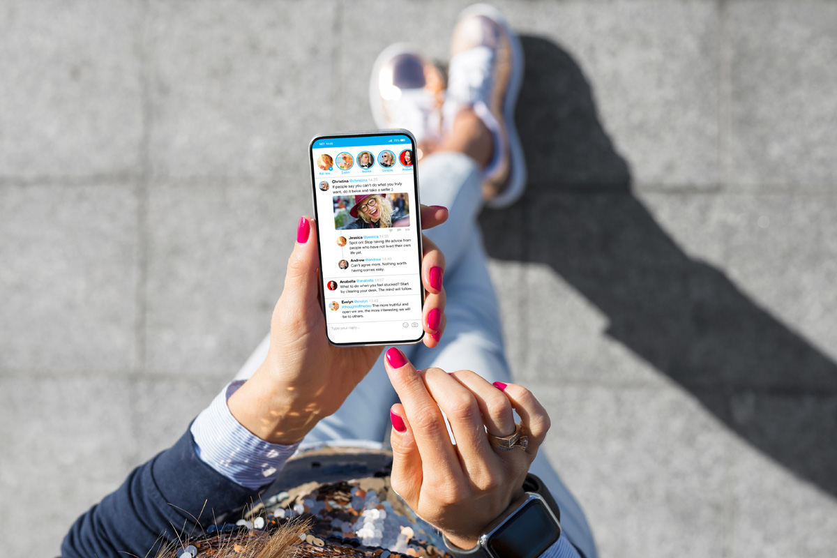 Woman using social media