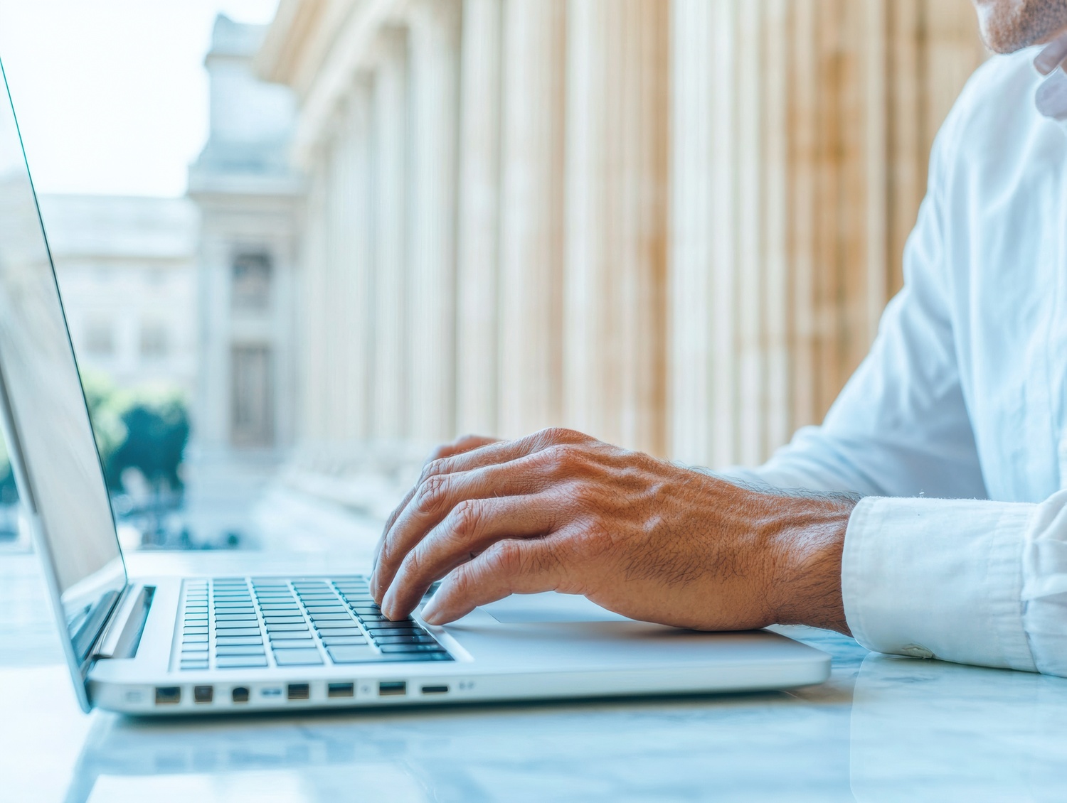Digital Compliance Evolution Minimalist Professional Workspace Showcasing Regulatory Technology and Sleek Workstation Ergonomics for Modern Enterprise Solutions.